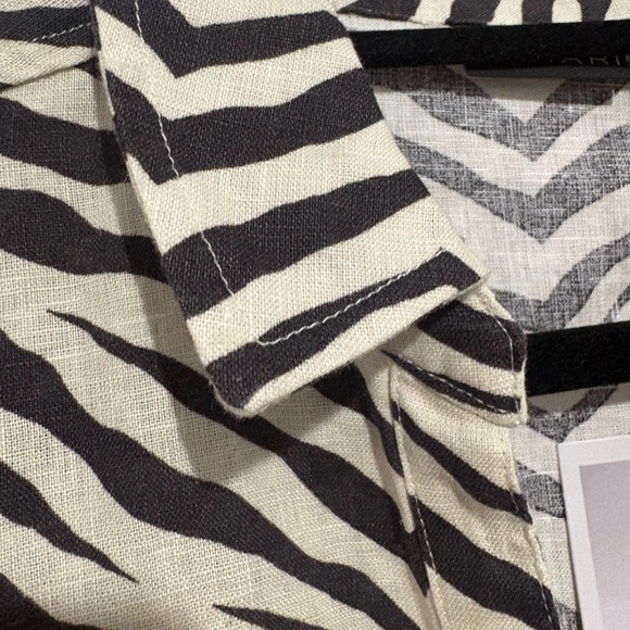 NWT Two Piece Zebra Patterned Linen Shirt and Wide-Leg Pants Set - Picture 6 of 13
